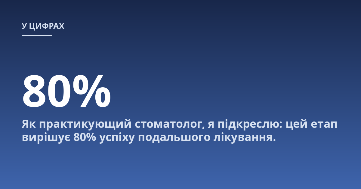 Як практикующий стоматолог, я підкреслю: цей етап вирішує 80% успіху подальшого лікування.