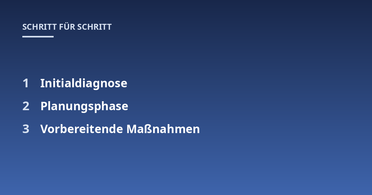 Initialdiagnose; Planungsphase; Vorbereitende Maßnahmen