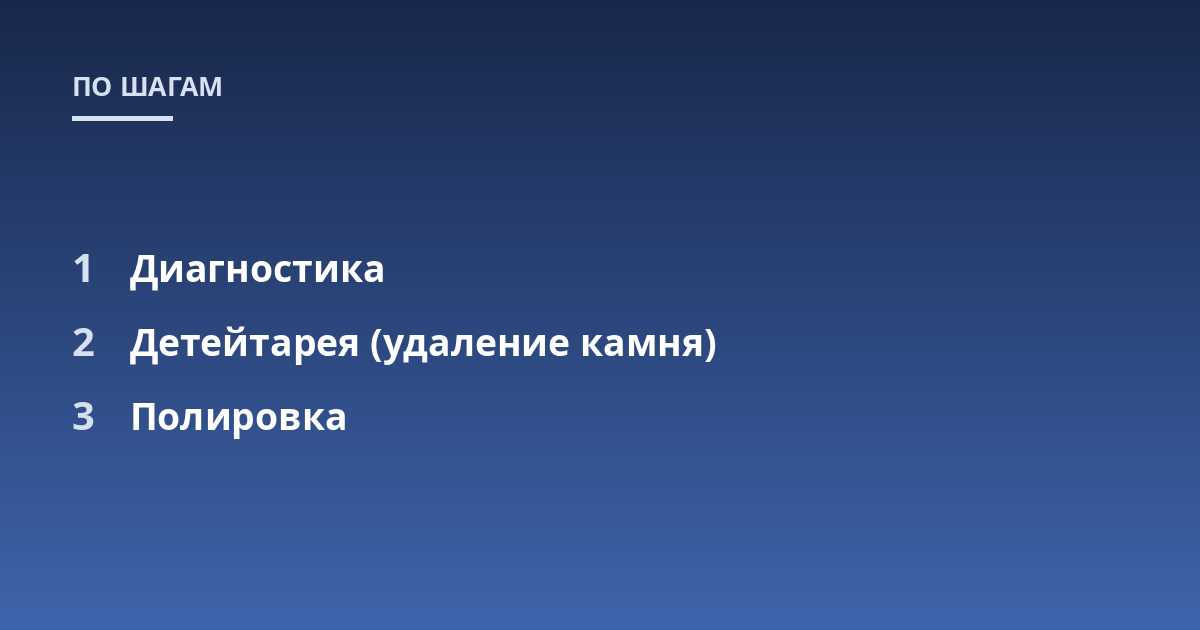 Диагностика; Детейтарея (удаление камня); Полировка