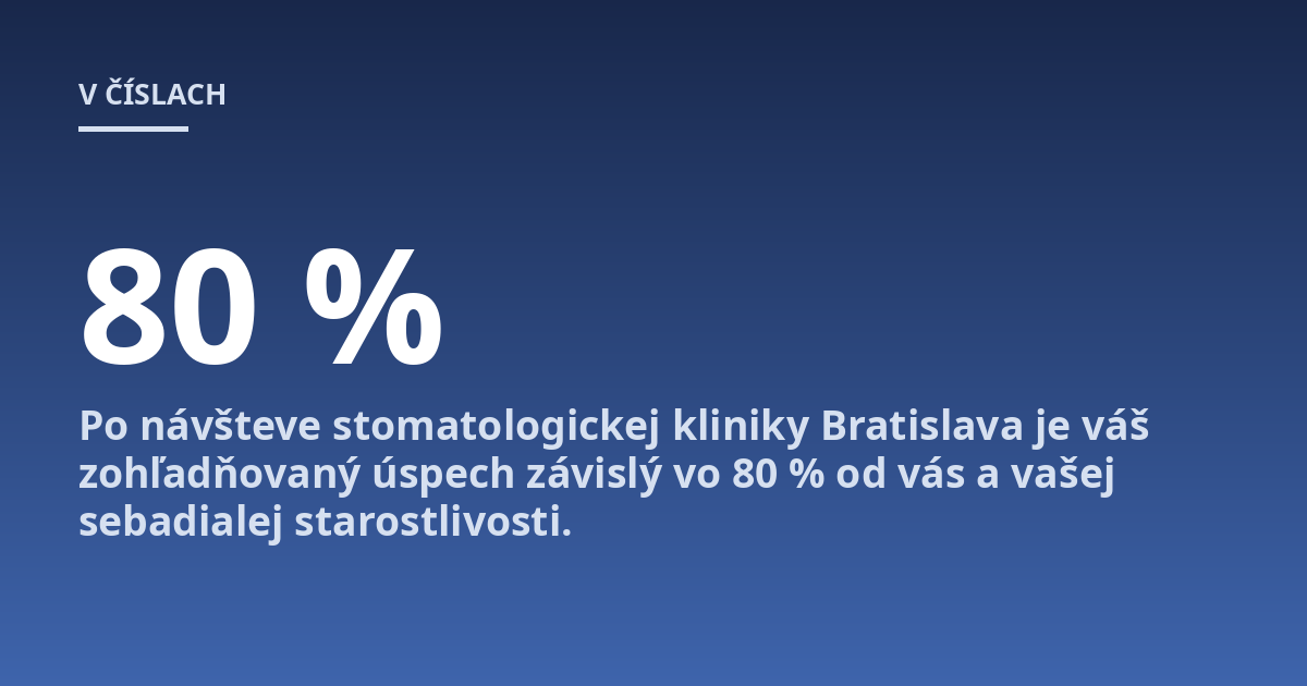 Po návšteve stomatologickej kliniky Bratislava je váš zohľadňovaný úspech závislý vo 80 % od vás a vašej sebadialej starostlivosti.
