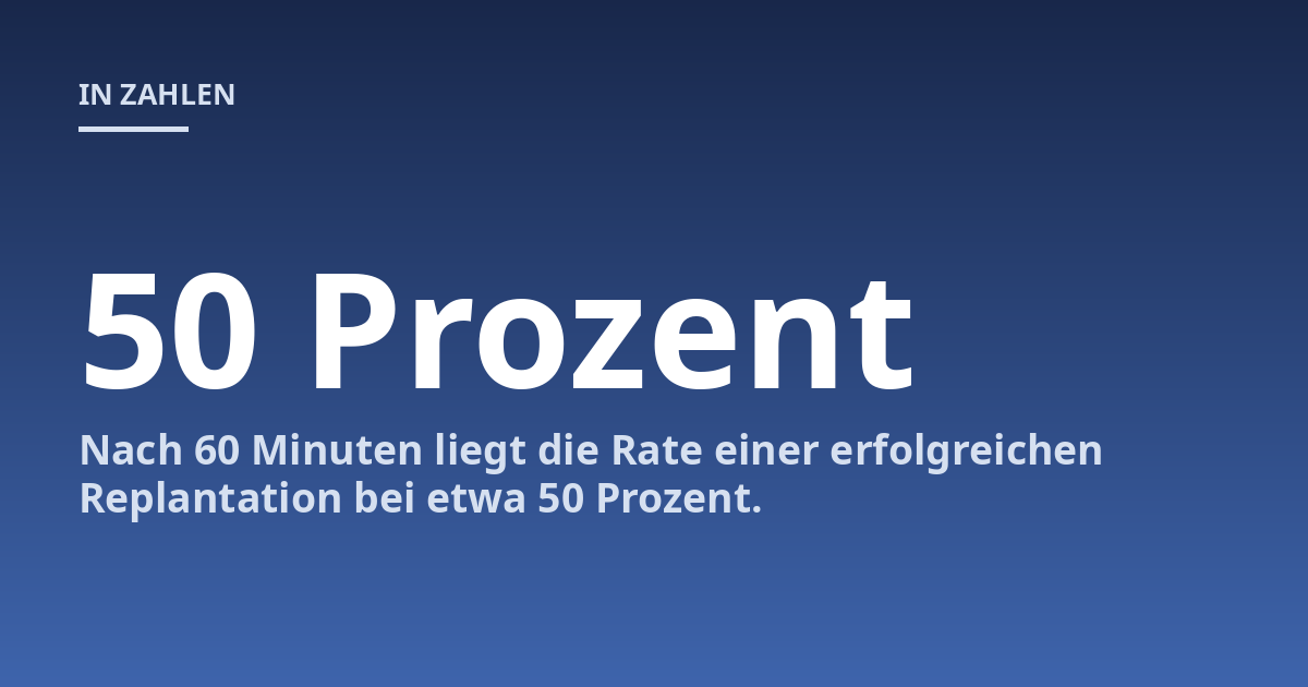 Nach 60 Minuten liegt die Rate einer erfolgreichen Replantation bei etwa 50 Prozent.