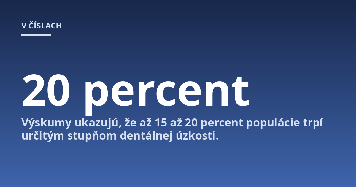 Výskumy ukazujú, že až 15 až 20 percent populácie trpí určitým stupňom dentálnej úzkosti.