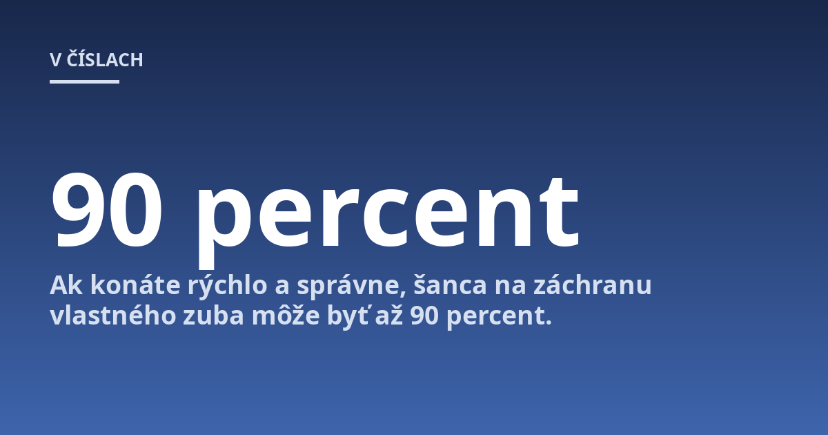 Ak konáte rýchlo a správne, šanca na záchranu vlastného zuba môže byť až 90 percent.