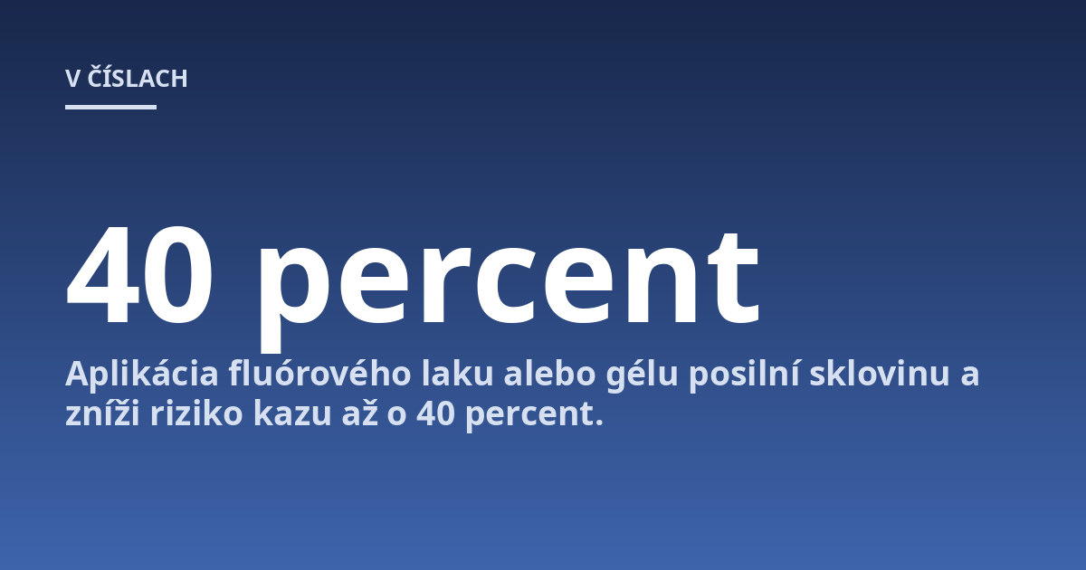 Aplikácia fluórového laku alebo gélu posilní sklovinu a zníži riziko kazu až o 40 percent.