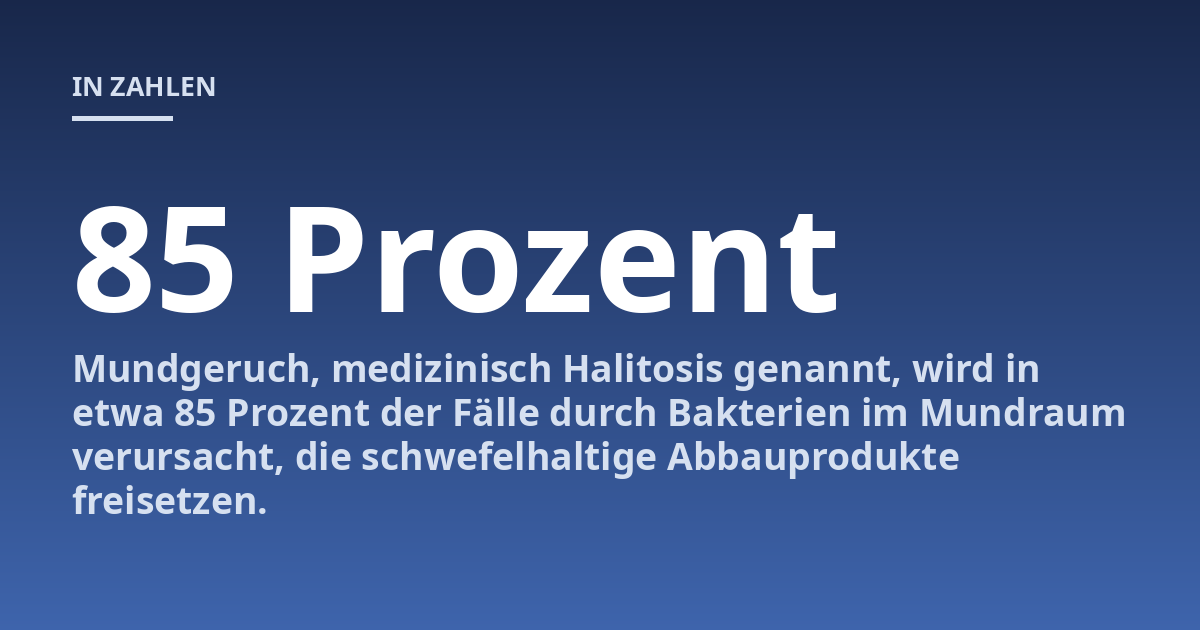 Mundgeruch, medizinisch Halitosis genannt, wird in etwa 85 Prozent der Fälle durch Bakterien im Mundraum verursacht, die schwefelhaltige Abbauprodukte freisetzen.