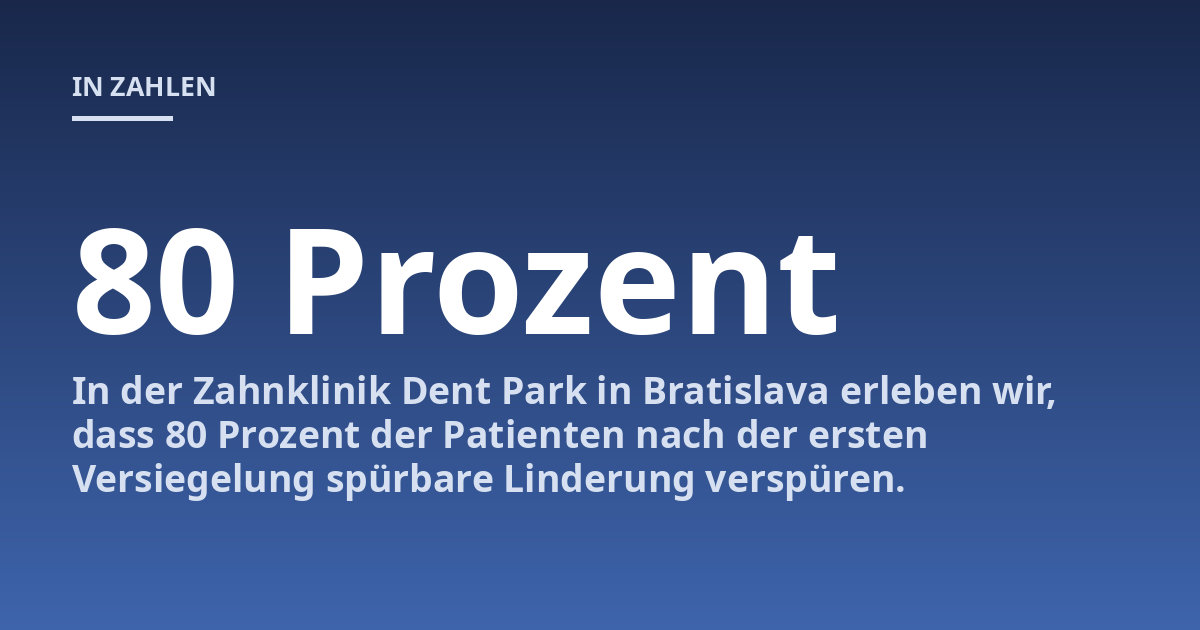 In der Zahnklinik Dent Park in Bratislava erleben wir, dass 80 Prozent der Patienten nach der ersten Versiegelung spürbare Linderung verspüren.