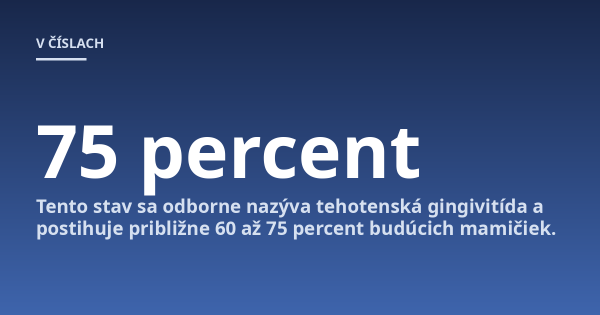 Tento stav sa odborne nazýva tehotenská gingivitída a postihuje približne 60 až 75 percent budúcich mamičiek.