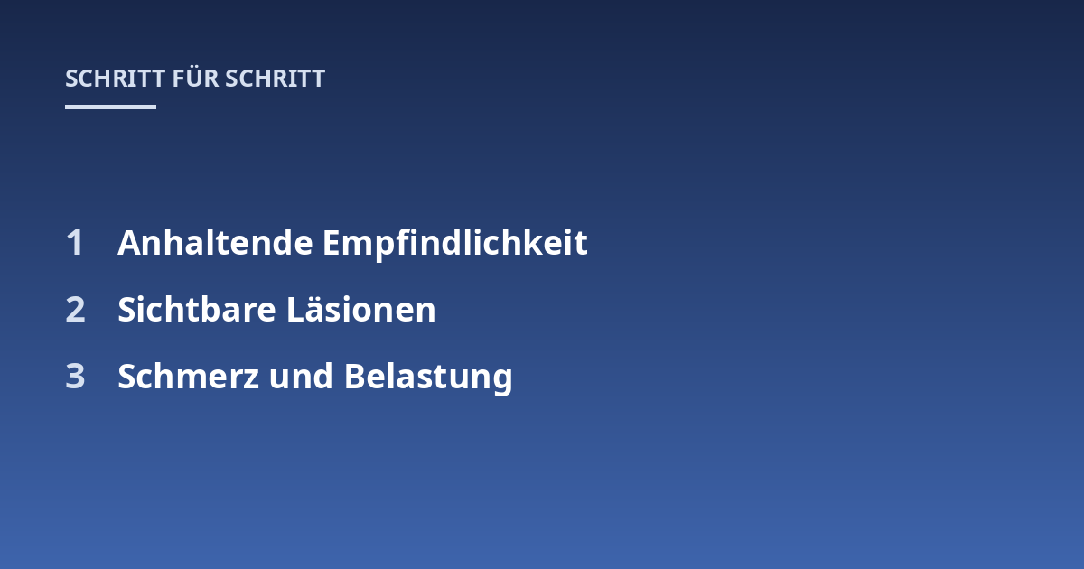 Anhaltende Empfindlichkeit; Sichtbare Läsionen; Schmerz und Belastung