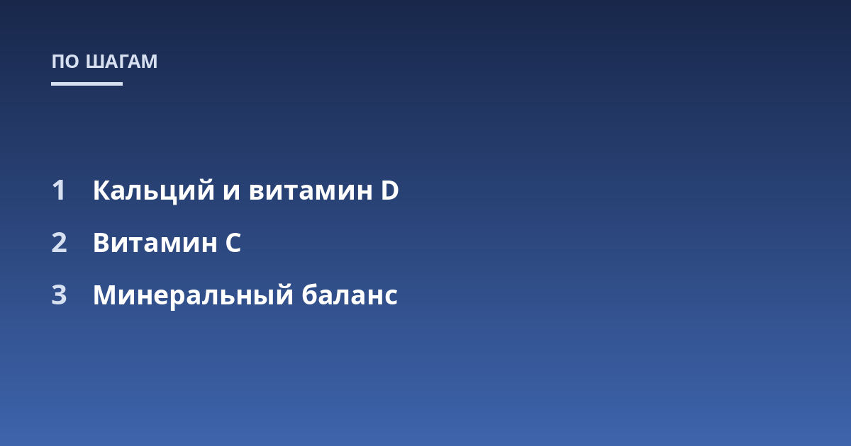 Кальций и витамин D; Витамин C; Минеральный баланс